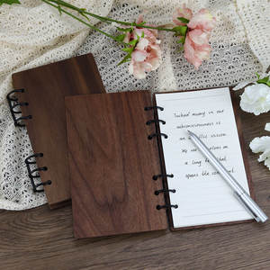 Cubierta de Cuaderno de Hojas Sueltas A6 de Madera de Nogal Negro Norteamericano de Lujo Ligero, Carcasa de <span class=keywords><strong>Diario</strong></span> de Madera Hecha a Mano para <span class=keywords><strong>Diario</strong></span> Personalizado - Product Image 2