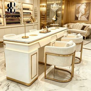 Manufacturer Manicure Marble <b>Nail</b> Salon Tables With Light <b>Nail</b> Art Station Table <b>Desk</b> Mesa De Manicura with Dust Collector - Product Image 3