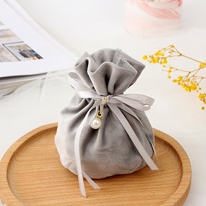 Travel Tea Cup Teapot <b>Storage</b> Bag Solid Color <b>Storage</b> Bag Round Bottom Velvet Drawstring Bag - Product Image 3