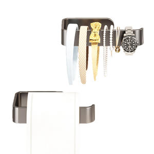 Portarrollos de papel higiénico moderno para baño, sin taladro, estante de almacenamiento rectangular para uso doméstico con ganchos para toallas y accesorios - Product Image 1