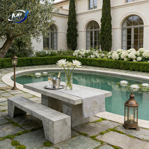 Table basse-banc carrée moderne en béton GRC, table à thé en fibro-ciment pour salon ou extérieur, pour cuisine ou mobilier d'hôtel - Product Image 2