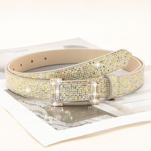 Yonger fabbrica nuova <span class=keywords><strong>cintura</strong></span> in pelle scintillante <span class=keywords><strong>con</strong></span> fibbia in metallo oro per pantaloni da donna - Product Image 2