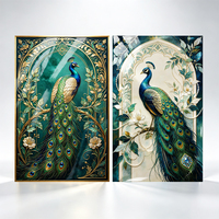 Peinture en porcelaine acrylique effet cristal 5D HD, texture moderne, impression style hindou Diwali Paon, art mural pour la décoration intérieure, option personnalisée