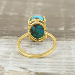 Fantástico Vintage chapado en oro plata esterlina 925 cobre turquesa piedra preciosa diseñador joyería fina moda fiestas Unisex - Product Image 4