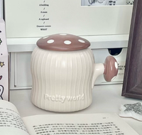 Mug en céramique écologique en forme de champignon mignon avec couvercle ONEIN, cadeau d'anniversaire pour filles et couples, pour boire du café