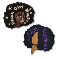Patchs brodés personnalisés Afro Black Girl à thermocoller, vente en gros, patchs brodés de haute qualité pour vêtements et chapeaux
