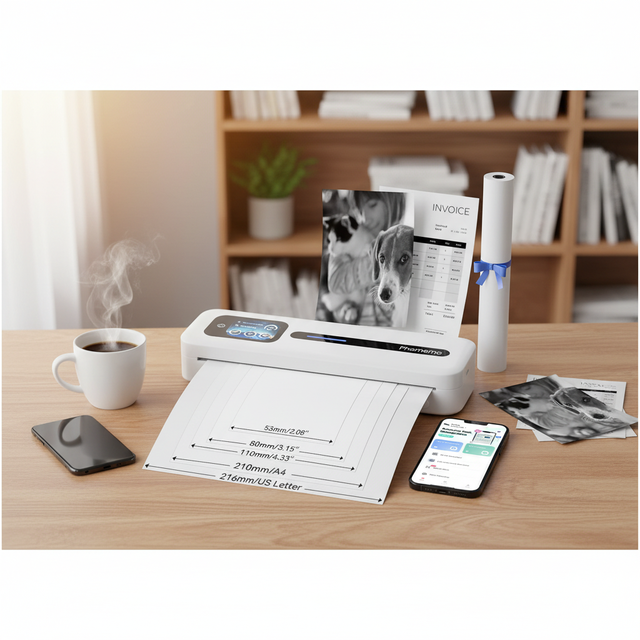 M832D Bluetooth Thermal Printer, Wireless Thermal Printer Portable, Inkless Printer for Mobile Phone, Tablet & Laptop