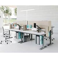 Bureau assis-debout électrique extensible à hauteur réglable avec panneau acoustique et rail de gestion des câbles