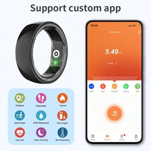 แหวนสุขภาพอัจฉริยะ หน้าจอ AMOLED รองรับ Android วัดอัตราการเต้นของหัวใจ วัดออกซิเจนในเลือด ติดตามการนอนหลับ ฟิตเนสแทรคเกอร์ สำหรับผู้ชายและผู้หญิง กันน้ำระดับ IP68 - Product Image 4