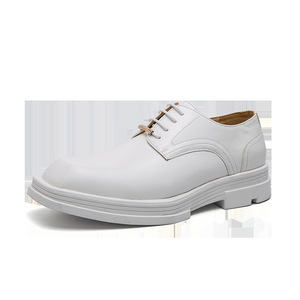 Zapatos de Cuero Blancos con Punta Cuadrada para Hombre, Nueva Tendencia 2026, Suela Gruesa con Aumento de Altura Oculto, Formales de Negocios, Blancos - Product Image 4