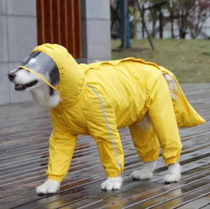 JW Jas Hujan Anjing Peliharaan untuk Anjing Besar, Jaket Hujan Anjing Sedang, Aksesoris Pakaian Anjing Tahan Air Luar Ruangan