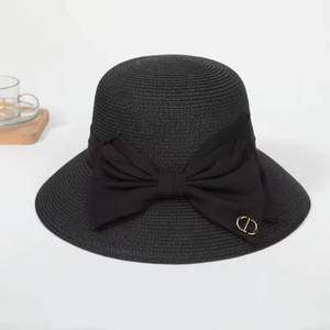 Women's Spring/Summer Light Luxury High-End Dense Weave Natural Grass Travel Sun <b>Hat</b> Makes Face Look Smaller - Product Image 3