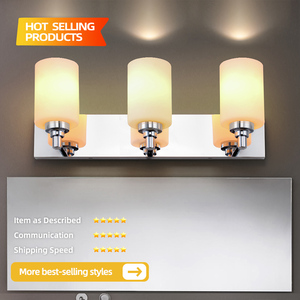 Lámpara de tocador LED moderna de 3 luces para interiores con pantallas de vidrio esmerilado, iluminación regulable para baño - Product Image 2
