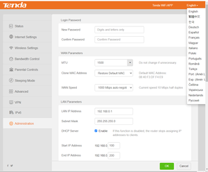 Sử dụng tiếng Anh firmware Tenda ac8 WiFi-5 Gigabit cổng Ethernet 2.4G & 5g ac1200m Router không dây WISP giao diện Trung Quốc - Product Image 6