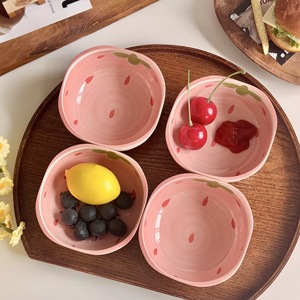 Bol en céramique fraise, petit plat à sauce et assaisonnement mignon et de grande valeur, passe au micro-ondes, plat à collation sous glaçure - Product Image 3
