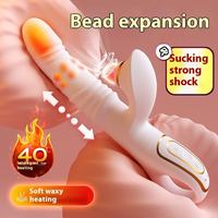 Vibrateur Lapin Rotatif à Perles, Pénétration et Succion, pour Stimulation du Point G et du Clitoris, Jouet Sexuel pour Femme - Offre Spéciale