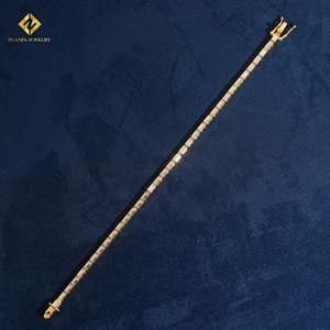 สร้อยข้อมือเทนนิสทรงมรกตประดับเพชรโมอิสซาไนต์ VVS เงินแท้ 925 ชุบทอง 18K ประดับเพชรเต็มเส้น เครื่องประดับชั้นดี - Product Image 1