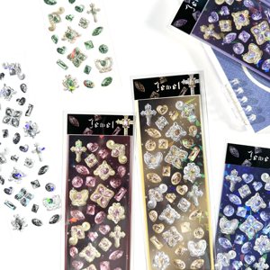 Pegatinas estilo coreano No.204 para Bullet Journal, diseños exquisitos de gemas brillantes, recomendadas para embarazadas, hechas en China, modelo LGBS - Product Image 1