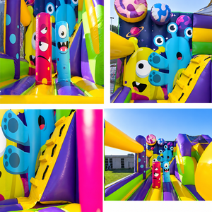 Château gonflable Ceyu avec motif monstre extraterrestre et poteaux escamotables pour location de parc de jeux familial - Product Image 4