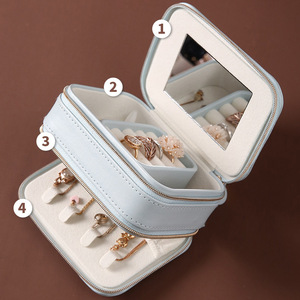 Caja de Joyería Personalizada en Oferta, Caja de Joyería Portátil con Capas de Cuero y Terciopelo - Product Image 2