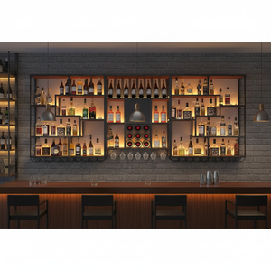 Decorsall - Estantes de Hierro Forjado al por Mayor, Estantes Personalizados para Gabinetes, Estantes Modernos para Pared, Exhibidores de Supermercado, Almacenamiento de Botellas de Vino, Panel de MDF - Product Image 3