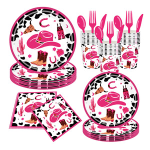 Nuovo Set di Stoviglie Usa e Getta Stile Western Cowgirl <span class=keywords><strong>2026</strong></span>, Decorazione Rustica Chic per Feste di Compleanno e San Valentino per Ragazze - Product Image 2