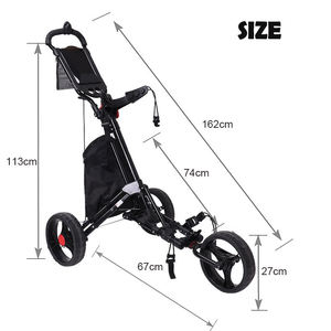 Chariot de golf à prix de gros, léger, avec cadre en aluminium et 3 roues, chariot de golf à pousser/tirer - Product Image 3