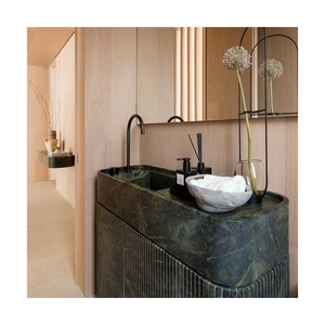 Lavabo sur pied en marbre poli moderne personnalisé pour salle de bain - Product Image 4