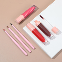 Brillant à lèvres de marque privée de haute qualité Kit de crayon à lèvres Logo personnalisé Longue durée Étanche Vegan 2 en 1 Brillant à lèvres et crayon à lèvres Ensemble