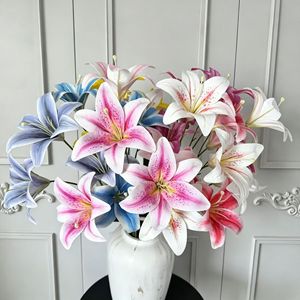 Conjunto de 3 Peças de Flores de Lírio Artificial Feitas à Mão para Decoração de Casamento Flores de Seda com Toque Real - Product Image 2