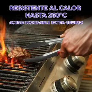 Pinces de cuisine en acier inoxydable pour griller, faire du barbecue et rôtir, 44,6 cm de long, compatibles lave-vaisselle, avec embouts métalliques et poignée ergonomique - Product Image 5