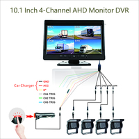 Système de capteurs de stationnement pour camping-car et remorque 10 pouces FHD 1080P, image 3D, 12-36V, compatible universel, vue avant et arrière, enregistreur 4 voies