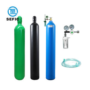 Cilindro de Gas y oxígeno de acero médico de 40L, diferentes tipos con regulador de oxígeno - Product Image 1