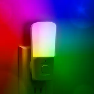 Lohas 0.5W Rgb + 3000K Plug In Nachtlampje Kleur Schakelbare Schemering Naar Dageraad Sensor Led Nachtlampje Voor Babykamer Slaapkamer