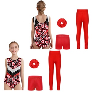 Tenue de gymnastique pour filles de 6 à 16 ans, justaucorps métallisé avec short, pantalon long et ensemble de attaches pour cheveux pour l'entraînement et les événements sportifs - Product Image 5