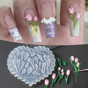 Moldes de Silicona para Uñas 3D, Diseños de Cristal Tallado, Plantillas de Gel para Uñas, Moldes de Flores para Decoración de Uñas 3D, Venta al Por Mayor - Product Image 1