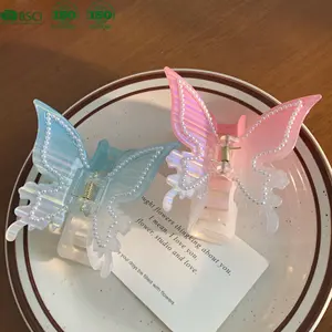 YJL New Butterfly Design Sweet Pearl Claw Clips Hair Accessories Wholesale High Quality Non Slip Acetate Hair Claw Clips