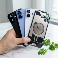 Coques arrière de protection pour iPhone 14/15/16/17 Pro Max Plus avec lentille d'appareil photo préinstallée, plaque en fer et aimant, qualité supérieure
