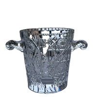 Seau à glace en cristal sculpté à la main-Refroidisseur de whisky/vin de luxe 24P, décor de mariage et de bar gravé, cadeau en verre élégant