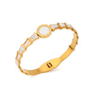 Bracciale in Acciaio Inossidabile con Diamanti, Gioiello Placcato Oro - Product Image 1