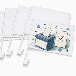 <span class=keywords><strong>Banderas</strong></span> Personalizadas para Ventanas de Auto, <span class=keywords><strong>Banderas</strong></span> Blancas de Doble Cara Pintadas a Mano para Campañas Electorales con Clip - Product Image 1