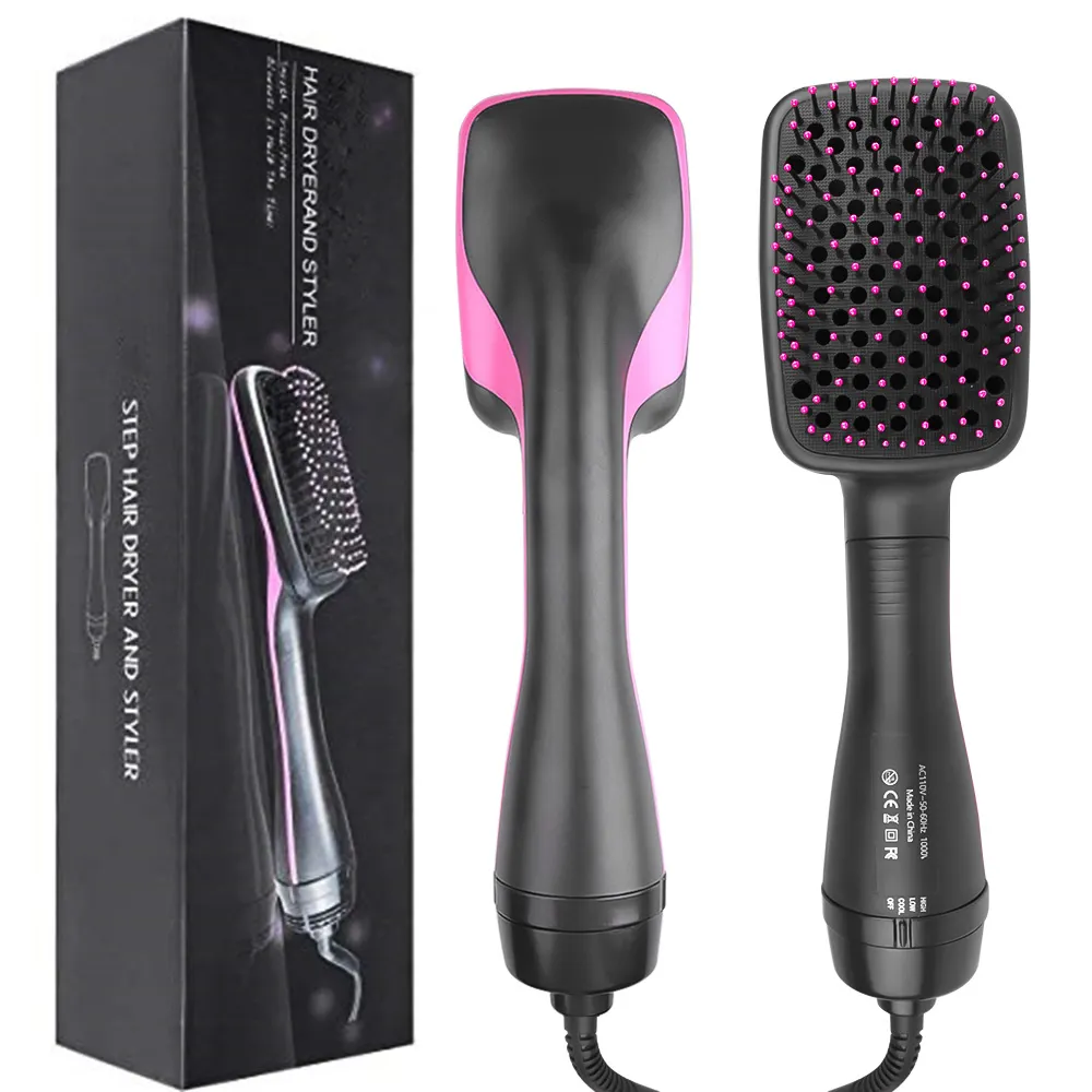 1000W Hair Dryer Hot Air Brush Styler and Volumizer Hair Straightener Curler Comb Roller One Step Electric Ion Blow Dryer Brush