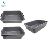 Bac de rangement en plastique robuste avec poignées latérales, boîte utilitaire grise durable pour le tri en entrepôt