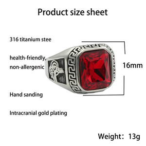 European American Style <b>Titanium</b> Steel <b>Ring</b> Geometric Retro Men's Punk Gemstone Bezel Setting Gift Jewelry 24059 - Product Image 4