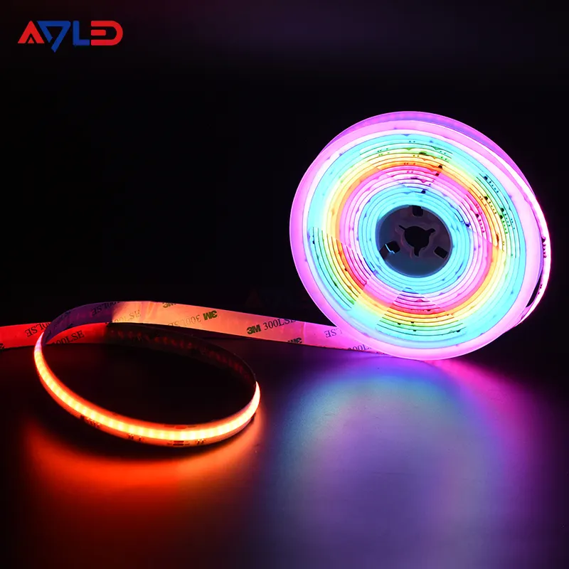 스마트 프로그래밍 가능 RGBIC COB Led 로프 라이트 630 칩 12mm DC24V 상업용 꿈 풀 컬러 주소 지정 RGB COB Led 세인트