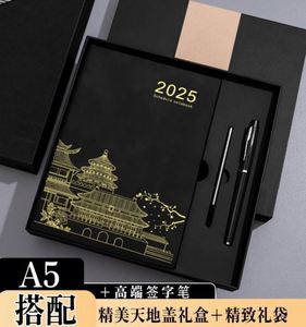 Customized Logo 2025 <b>A3</b> Planner Business Luxury Hardcover <b>Notebook</b> Journals Gift Set PU Leather A5 with Sewing Binding - Product Image 3