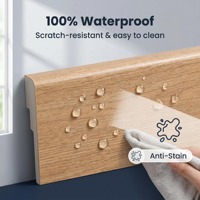 Rodapié de PVC duradero, moldura de pared impermeable, decoración interior, moldura de suelo, madera maciza multicapa