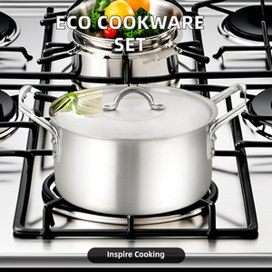Modern 7-Piece Eco-Friendly Metal Cookware Set Dishwasher Safe Gas <strong>Induction</strong> Ready Includes <strong>Saucepan</strong> Frypan Pot Cover-Home - Product Image 3