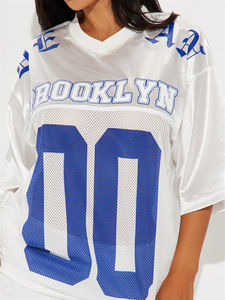 Maglietta da <span class=keywords><strong>donna</strong></span> in Jersey bianco a mezza manica con stampa a scollo a V - Product Image 5