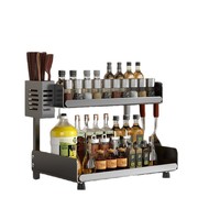 Support de rangement de comptoir multicouche pour ustensiles de cuisine, condiments et épices avec baguettes et porte-couteau